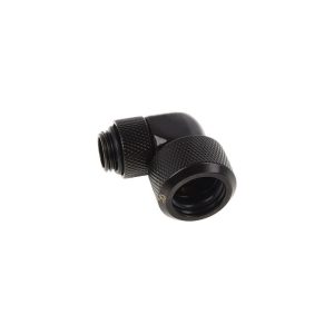 Alphacool Eiszapfen 16mm HardTube Compression Fitting 90degree Rotary G1/4 for rigid tubes - knurled - Deep Black