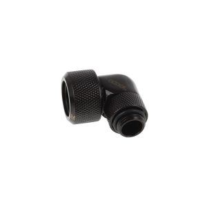 Alphacool Eiszapfen 16mm HardTube Compression Fitting 90degree Rotary G1/4 for rigid tubes - knurled - Deep Black