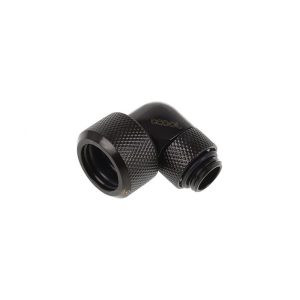 Alphacool Eiszapfen 16mm HardTube Compression Fitting 90degree Rotary G1/4 for rigid tubes - knurled - Deep Black