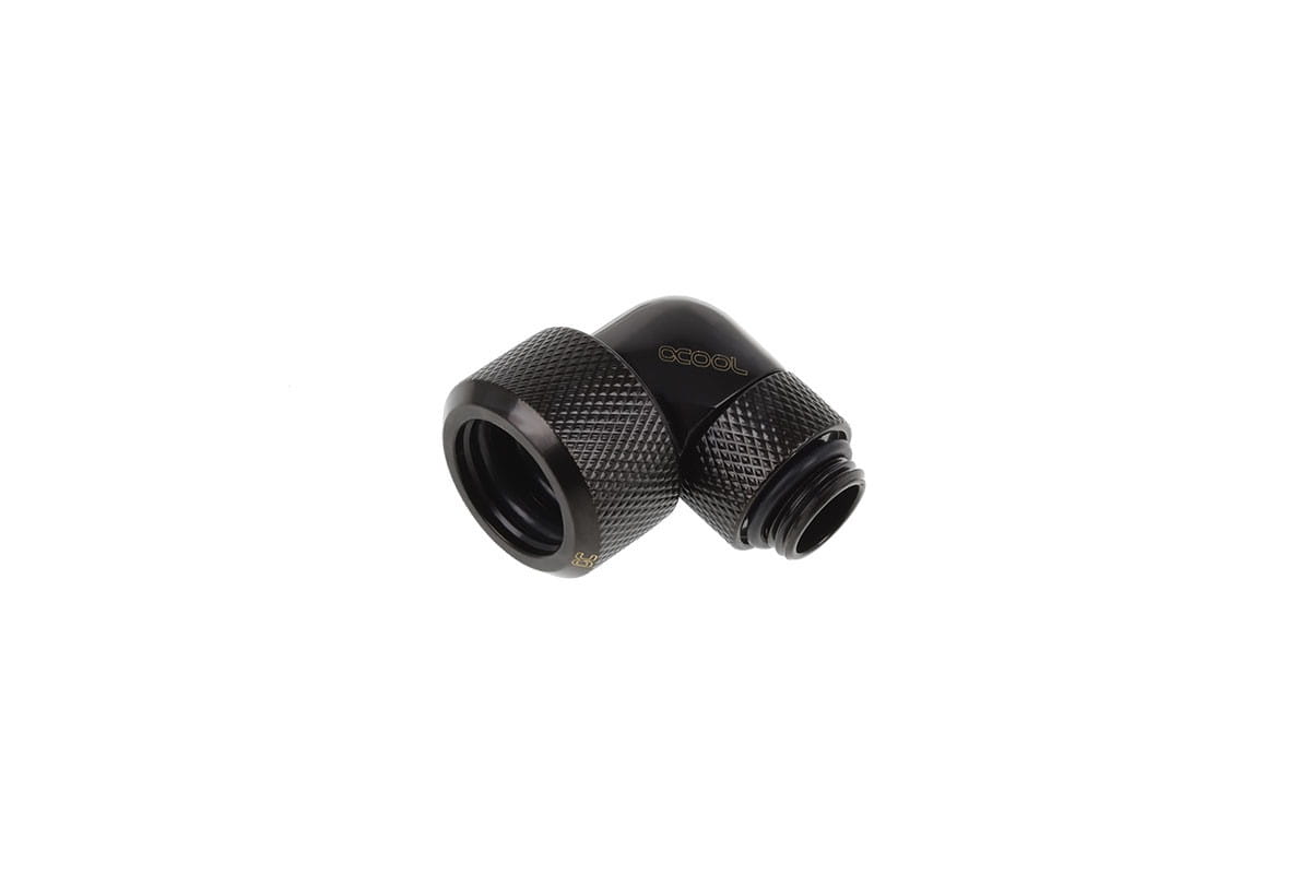 Alphacool Eiszapfen 16mm HardTube Compression Fitting 90degree Rotary G1/4 for rigid tubes - knurled - Deep Black