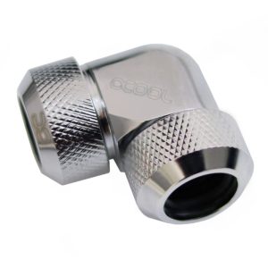 Alphacool Eiszapfen 13mm HardTube compression fitting 90, L-connector for rigid or hard tubes, knurled - chrome