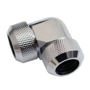 Alphacool Eiszapfen 13mm HardTube compression fitting 90, L-connector for rigid or hard tubes, knurled - chrome