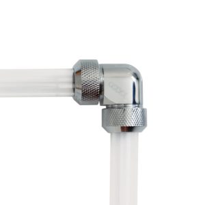 Alphacool Eiszapfen 13mm HardTube compression fitting 90, L-connector for rigid or hard tubes, knurled - chrome