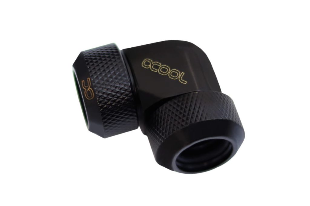 Alphacool Eiszapfen 13mm HardTube compression fitting 90, L-connector for rigid or hard tubes, knurled - deep black