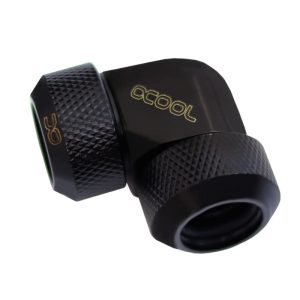 Alphacool Eiszapfen 13mm HardTube compression fitting 90, L-connector for rigid or hard tubes, knurled - deep black