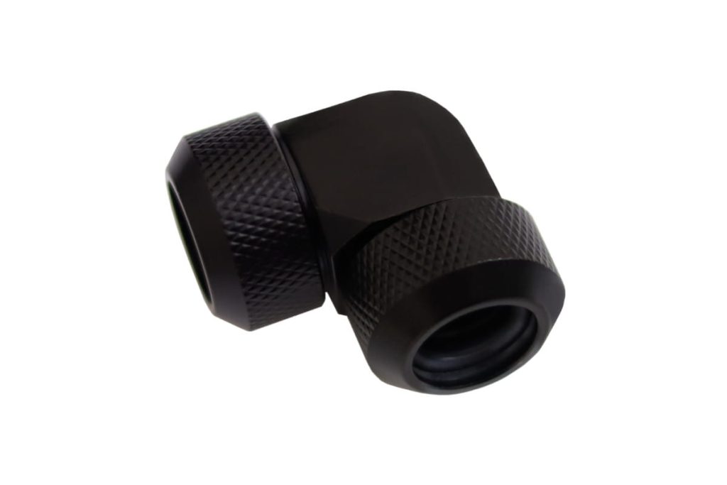 Alphacool Eiszapfen 13mm HardTube compression fitting 90, L-connector for rigid or hard tubes, knurled - deep black