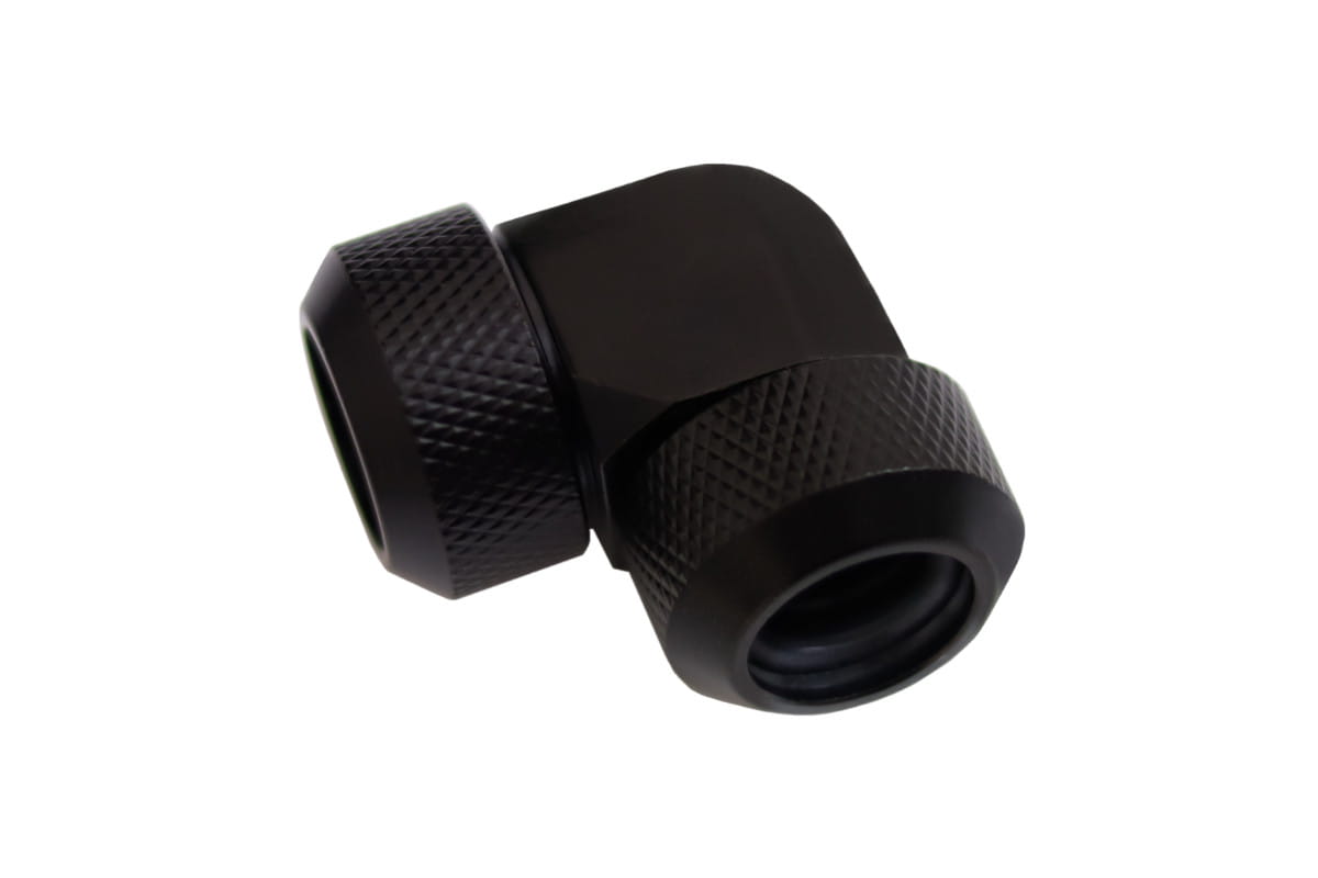 Alphacool Eiszapfen 13mm HardTube compression fitting 90, L-connector for rigid or hard tubes, knurled - deep black