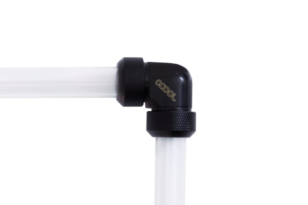 Alphacool Eiszapfen 13mm HardTube compression fitting 90, L-connector for rigid or hard tubes, knurled - deep black