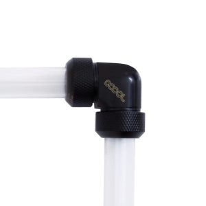 Alphacool Eiszapfen 13mm HardTube compression fitting 90, L-connector for rigid or hard tubes, knurled - deep black