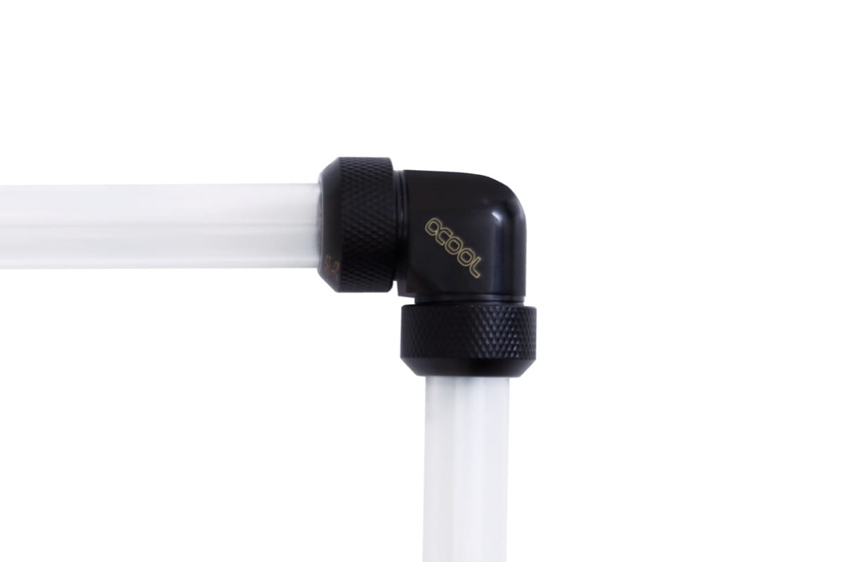 Alphacool Eiszapfen 13mm HardTube compression fitting 90, L-connector for rigid or hard tubes, knurled - deep black