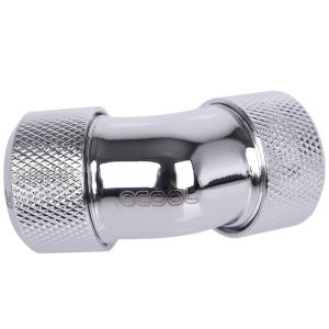 Alphacool Eiszapfen 16mm HardTube Compression Fitting 45degree L-connector for rigid tubes - knurled - Chrome