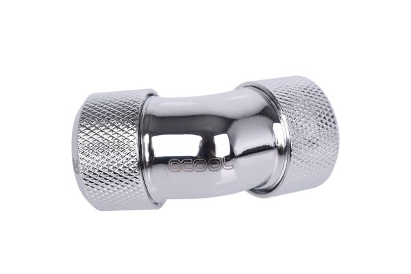 Alphacool Eiszapfen 16mm HardTube Compression Fitting 45degree L-connector for rigid tubes – knurled – Chrome