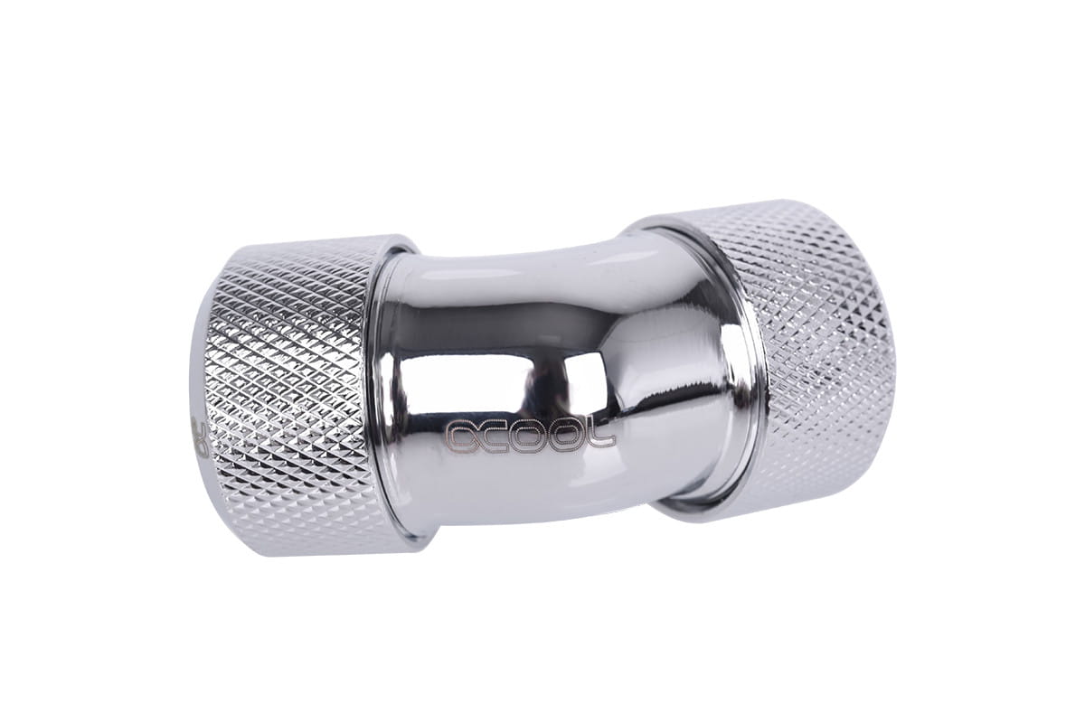 Alphacool Eiszapfen 16mm HardTube Compression Fitting 45degree L-connector for rigid tubes - knurled - Chrome