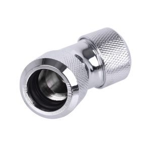 Alphacool Eiszapfen 16mm HardTube Compression Fitting 45degree L-connector for rigid tubes - knurled - Chrome