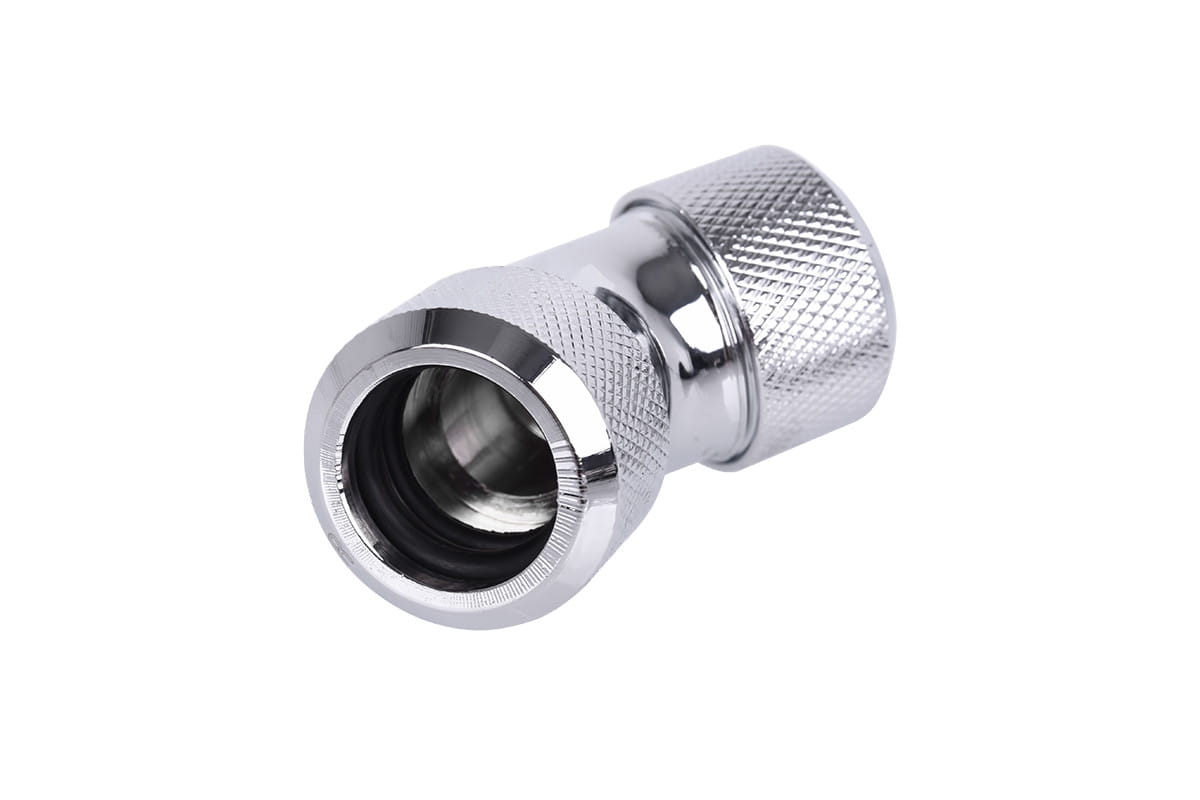 Alphacool Eiszapfen 16mm HardTube Compression Fitting 45degree L-connector for rigid tubes - knurled - Chrome