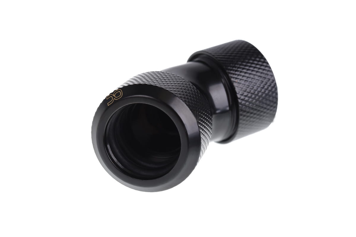 Alphacool Eiszapfen 16mm HardTube Compression Fitting 45degree L-connector for rigid tubes - knurled - Chrome
