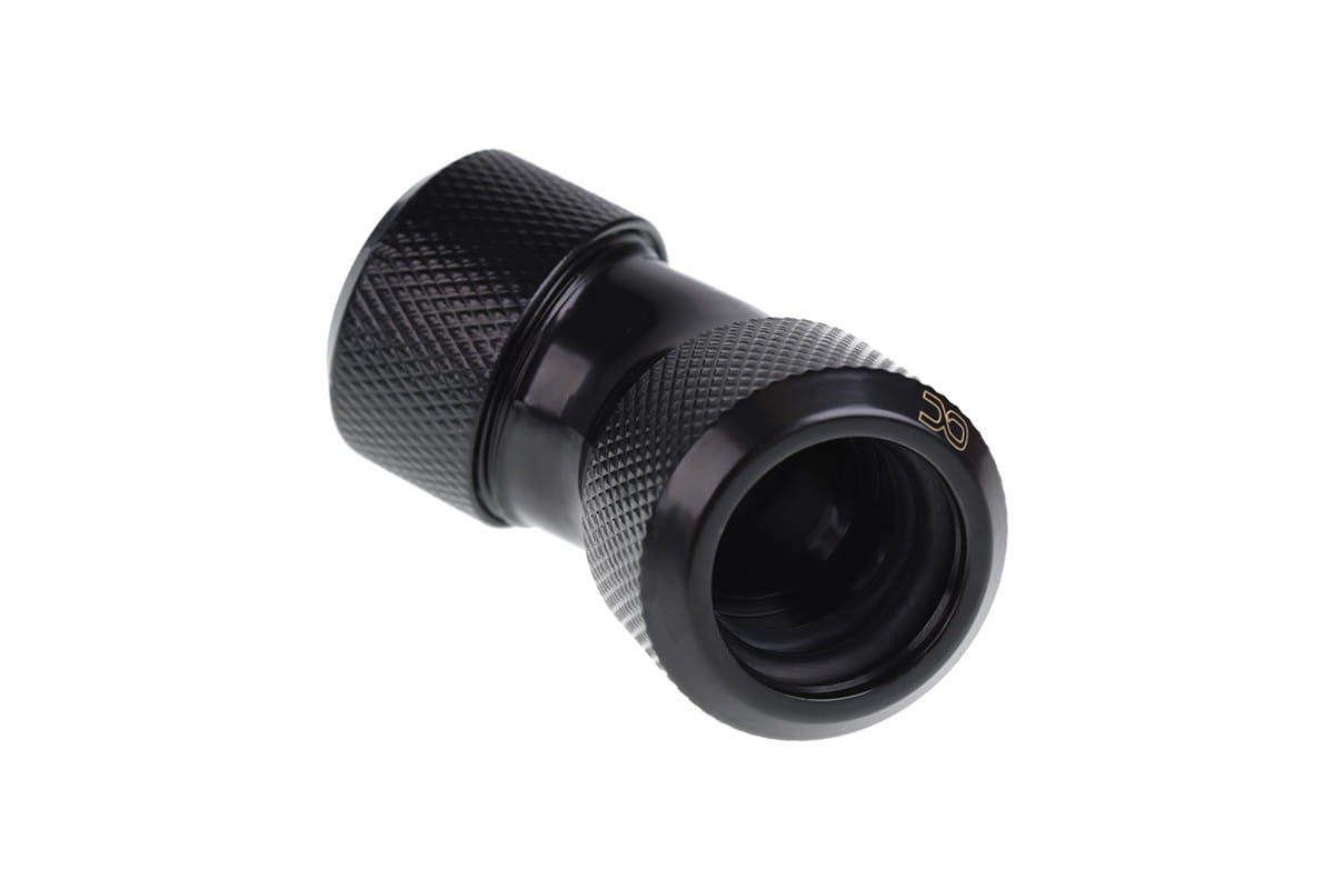 Alphacool Eiszapfen 16mm HardTube Compression Fitting 45degree L-connector for rigid tubes - knurled - Chrome