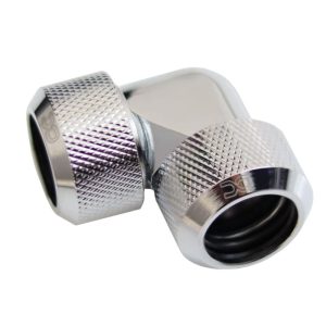 Alphacool Eiszapfen 16mm HardTube compression fitting 90 for Acryl brass tubes (rigid or hard tubes) knurled - chrome