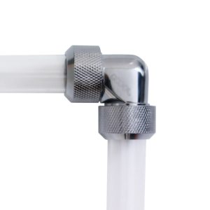 Alphacool Eiszapfen 16mm HardTube compression fitting 90 for Acryl brass tubes (rigid or hard tubes) knurled - chrome
