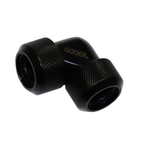 Alphacool Eiszapfen 16mm HardTube compression fitting 90 for Acryl brass tubes (rigid or hard tubes) knurled - - deep black