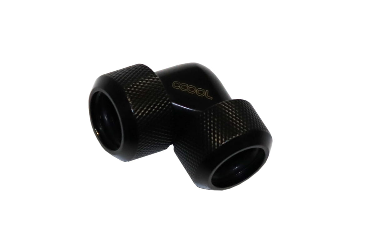 Alphacool Eiszapfen 16mm HardTube compression fitting 90 for Acryl brass tubes (rigid or hard tubes) knurled - - deep black