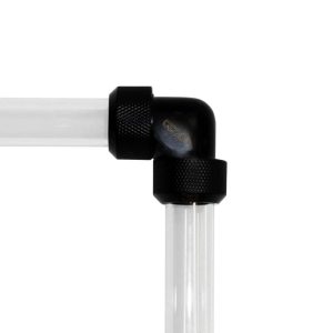 Alphacool Eiszapfen 16mm HardTube compression fitting 90 for Acryl brass tubes (rigid or hard tubes) knurled - - deep black