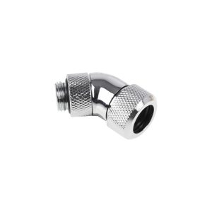 Alphacool Eiszapfen 13mm HardTube Compression Fitting 45degree Rotary G1/4 for rigid tubes - knurled - Chrome