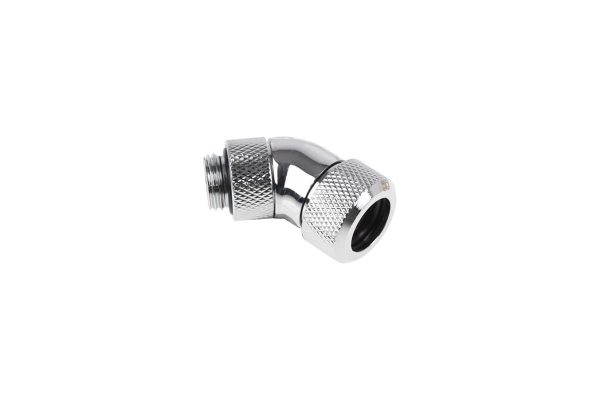 Alphacool Eiszapfen 13mm HardTube Compression Fitting 45degree Rotary G1/4 for rigid tubes – knurled – Chrome