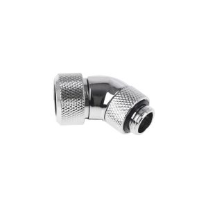 Alphacool Eiszapfen 13mm HardTube Compression Fitting 45degree Rotary G1/4 for rigid tubes - knurled - Chrome