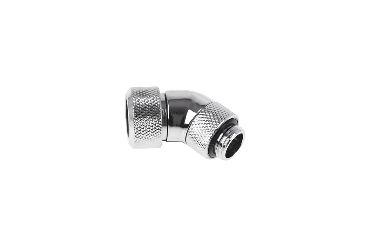 Alphacool Eiszapfen 13mm HardTube Compression Fitting 45degree Rotary G1/4 for rigid tubes - knurled - Chrome