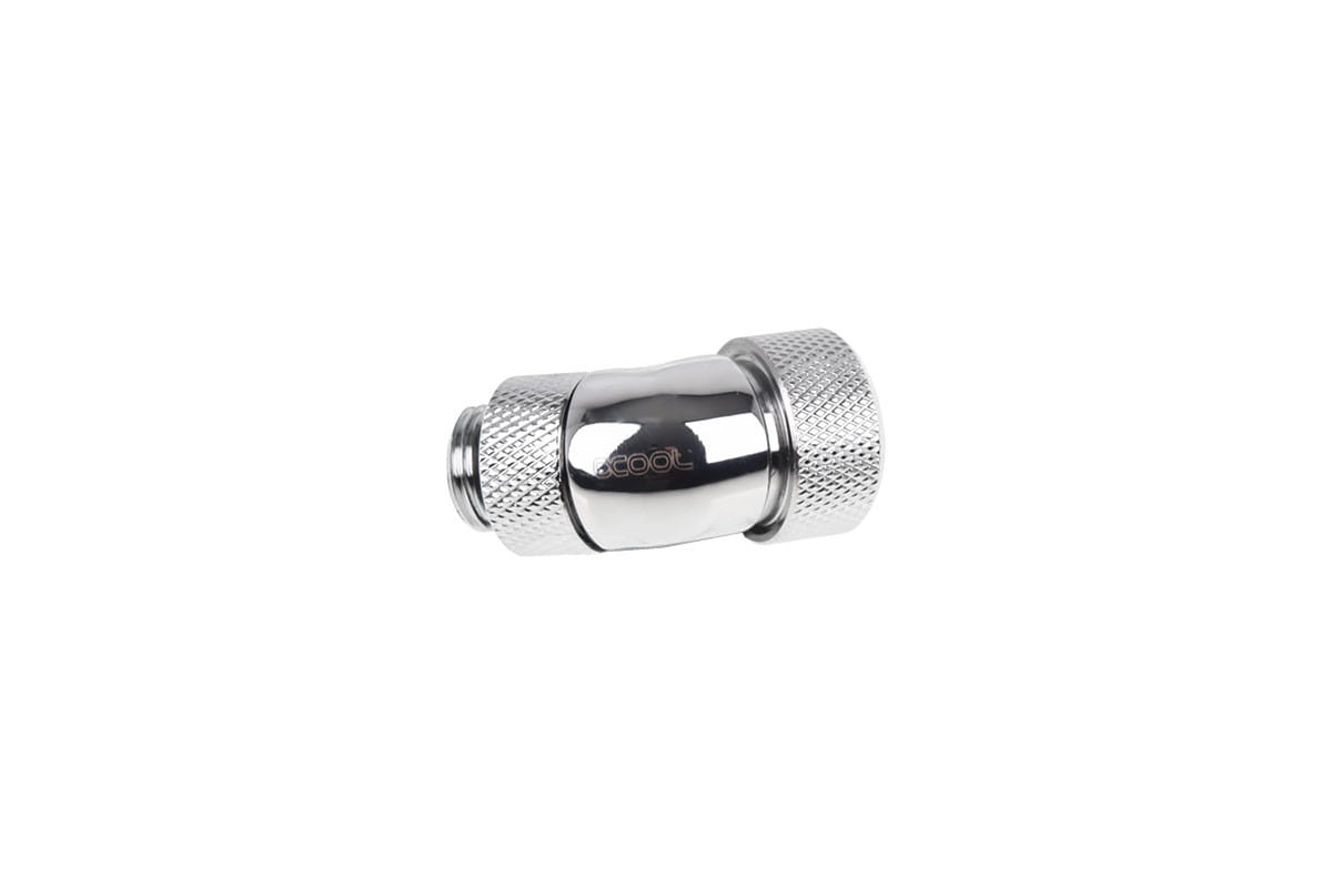 Alphacool Eiszapfen 13mm HardTube Compression Fitting 45degree Rotary G1/4 for rigid tubes - knurled - Chrome