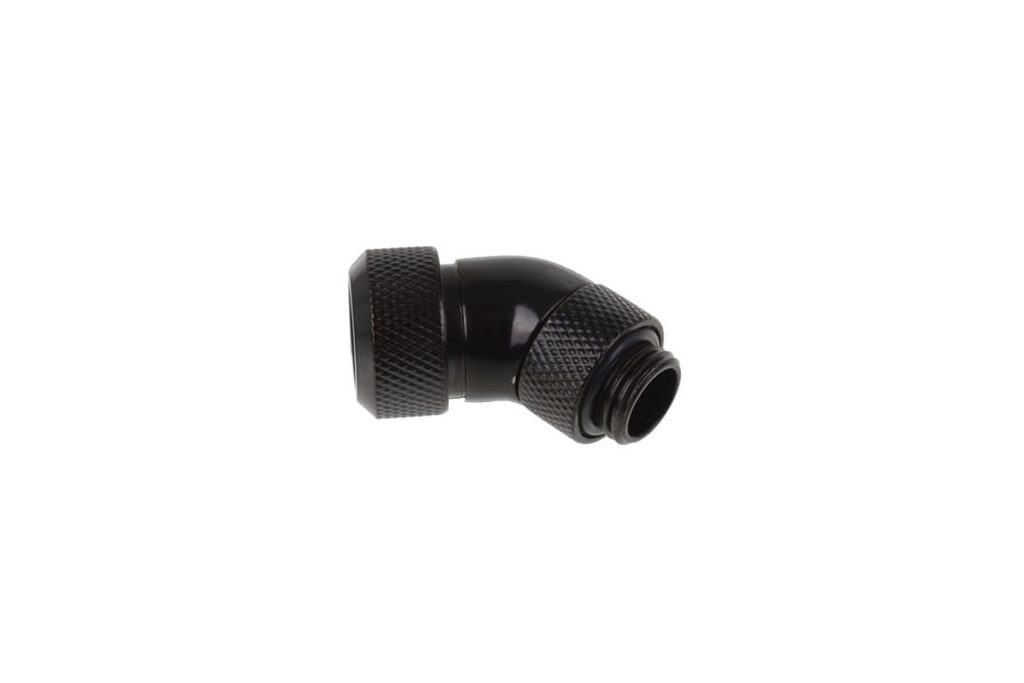 Alphacool Eiszapfen 13mm HardTube Compression Fitting 45degree Rotary G1/4 for rigid tubes - knurled - Deep Black