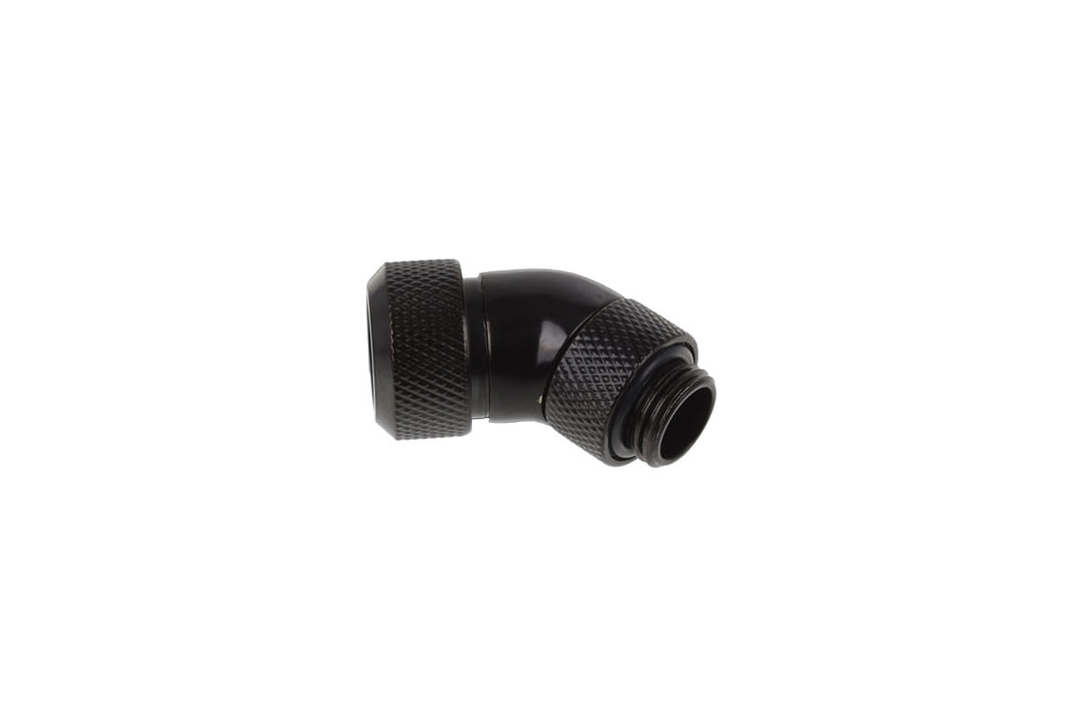 Alphacool Eiszapfen 13mm HardTube Compression Fitting 45degree Rotary G1/4 for rigid tubes - knurled - Deep Black