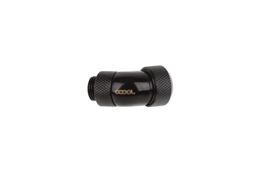 Alphacool Eiszapfen 13mm HardTube Compression Fitting 45degree Rotary G1/4 for rigid tubes - knurled - Deep Black