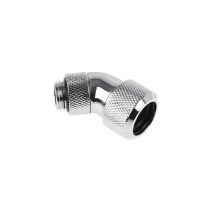 Alphacool Eiszapfen 16mm HardTube Compression Fitting 45degree Rotary G1/4 for rigid tubes - knurled - Chrome