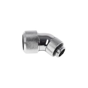 Alphacool Eiszapfen 16mm HardTube Compression Fitting 45degree Rotary G1/4 for rigid tubes - knurled - Chrome