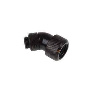 Alphacool Eiszapfen 16mm HardTube Compression Fitting 45degree Rotary G1/4 for rigid tubes - knurled - Deep Black : image 1