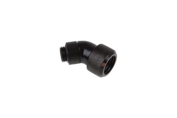 Alphacool Eiszapfen 16mm HardTube Compression Fitting 45degree Rotary G1/4 for rigid tubes – knurled – Deep Black