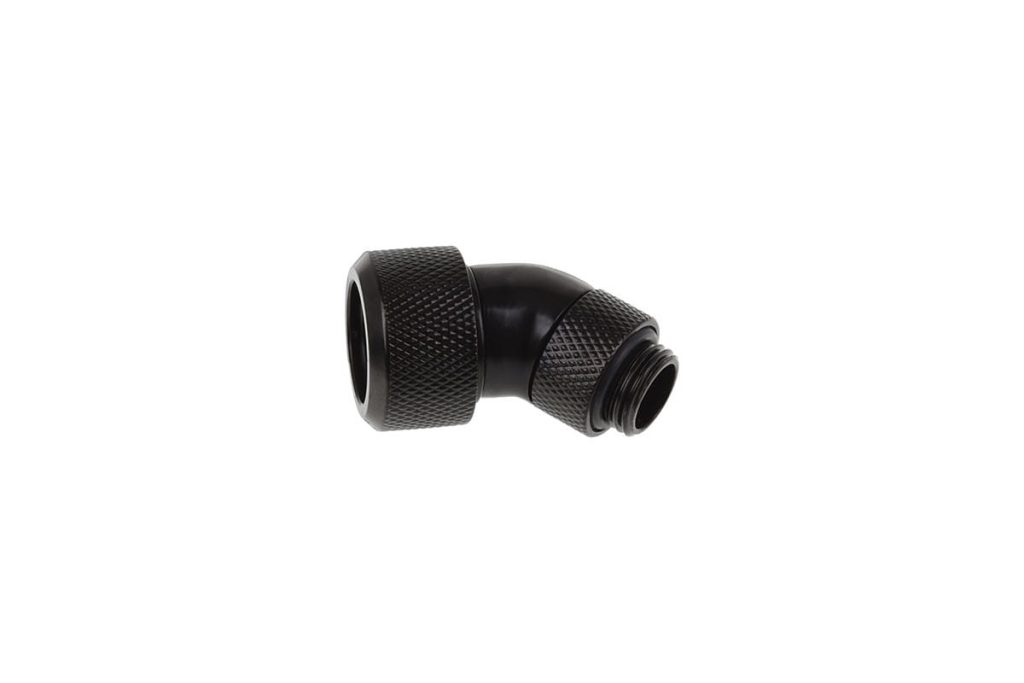 Alphacool Eiszapfen 16mm HardTube Compression Fitting 45degree Rotary G1/4 for rigid tubes - knurled - Deep Black : image 2