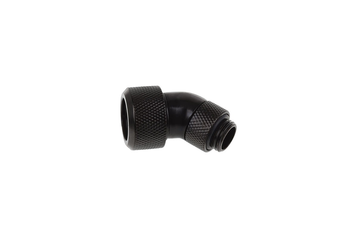 Alphacool Eiszapfen 16mm HardTube Compression Fitting 45degree Rotary G1/4 for rigid tubes - knurled - Deep Black : image 2