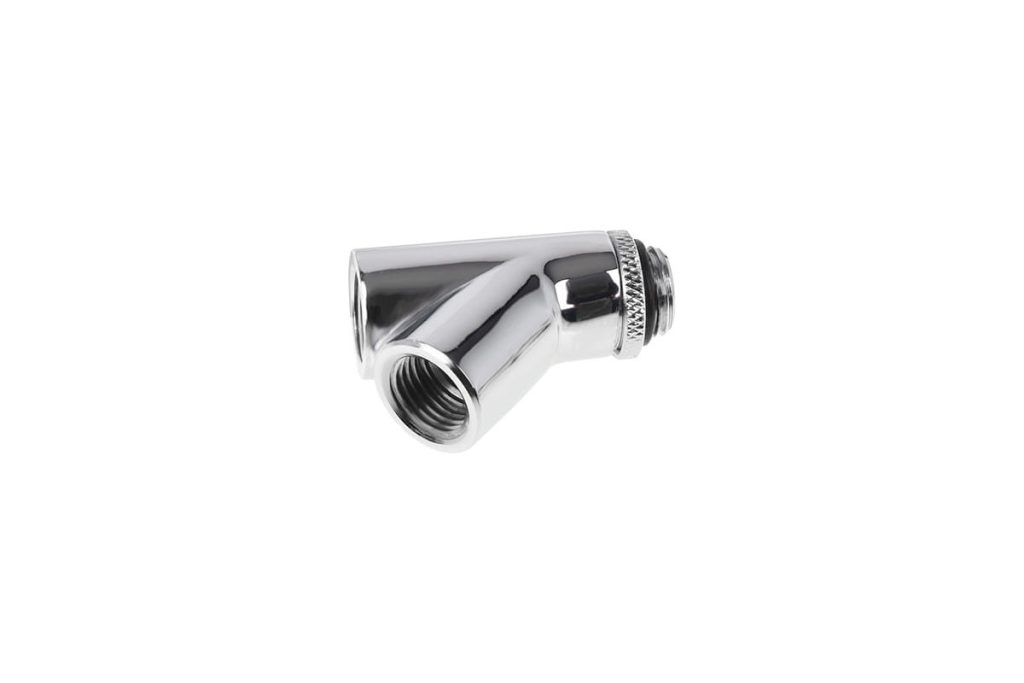 Alphacool Eiszapfen Y-connector 45degree Rotary G1/4 Male to 2x G1/4 Female - Chrome