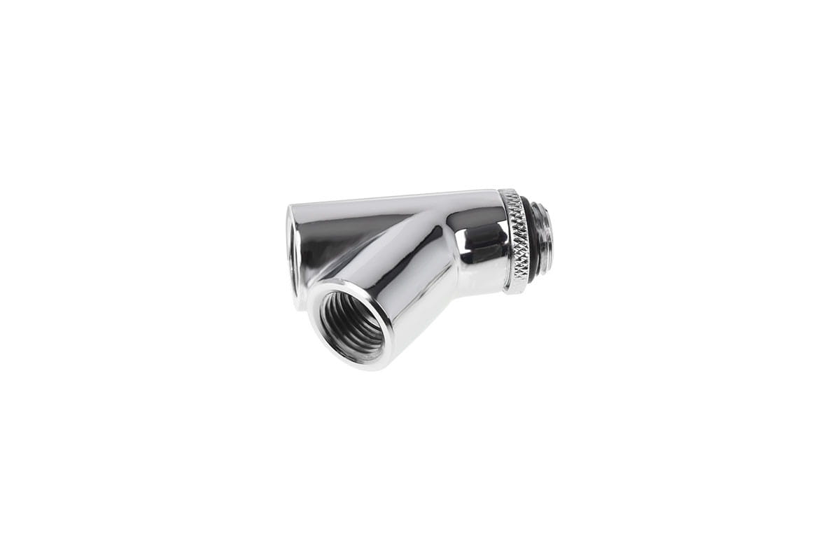 Alphacool Eiszapfen Y-connector 45degree Rotary G1/4 Male to 2x G1/4 Female - Chrome