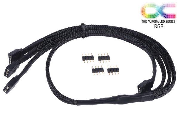 Alphacool y-cable RGB 4pol to 3x 4pol 60cm incl. connector – black