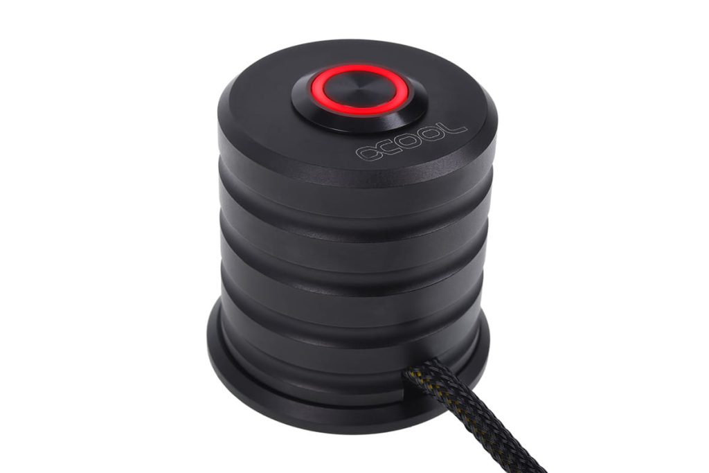 Alphacool Powerbutton push button 19mm red lighting - deep black