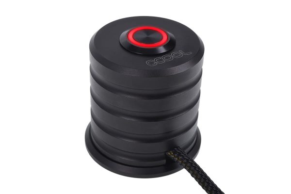 Alphacool Powerbutton push button 19mm red lighting – deep black