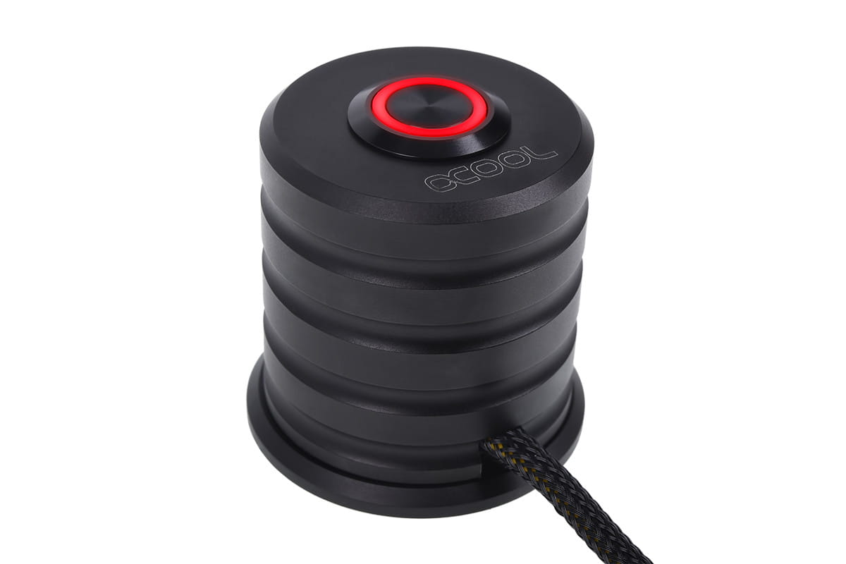 Alphacool Powerbutton push button 19mm red lighting - deep black