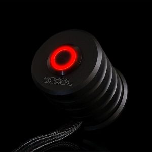Alphacool Powerbutton push button 19mm red lighting - deep black