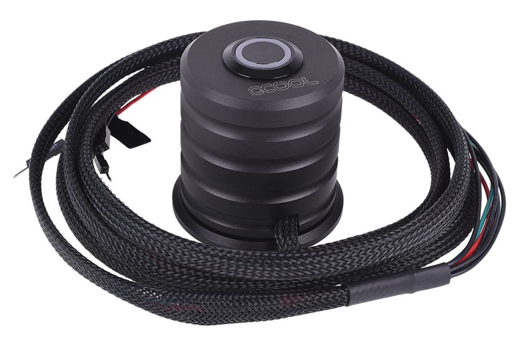 Alphacool Powerbutton push button 19mm red lighting - deep black