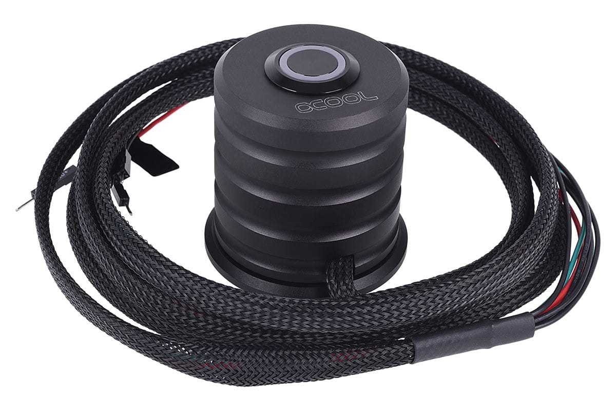 Alphacool Powerbutton push button 19mm red lighting - deep black