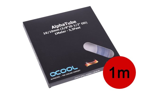 Alphacool tubing AlphaTube HF 16/10 (3/8 ID) – clear 1m (3,3ft) retail box
